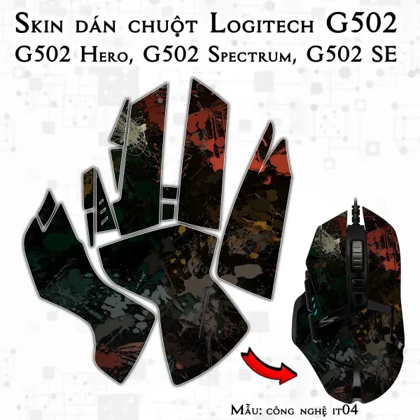 Skin dán chuột Logitech G502 mẫu công nghệ it04