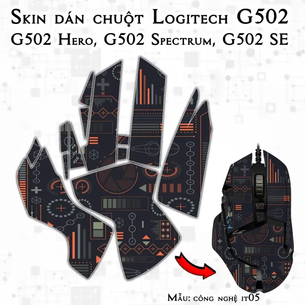 Skin dán chuột Logitech G502 mẫu công nghệ it05