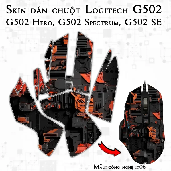 Skin dán chuột Logitech G502 mẫu công nghệ it06