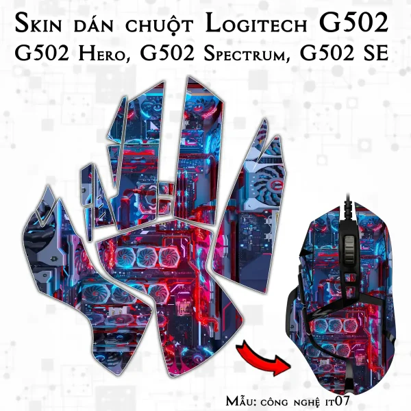 Skin dán chuột Logitech G502 mẫu công nghệ it07