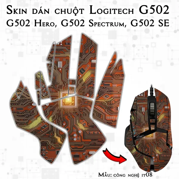 Skin dán chuột Logitech G502 mẫu công nghệ it08