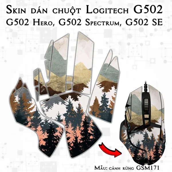 Skin dán chuột Logitech G502 mẫu cảnh rừng GSM171