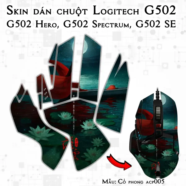 Skin dán chuột Logitech G502 mẫu Cổ phong acp005