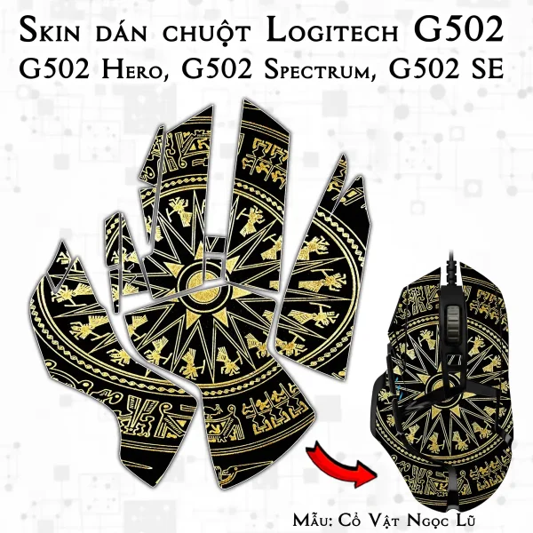 Skin dán chuột Logitech G502 mẫu Cổ Vật Ngọc Lũ