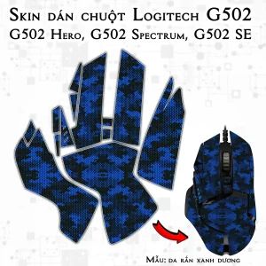 Skin dán chuột Logitech G502 mẫu da rắn xanh dương