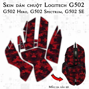 Skin dán chuột Logitech G502 mẫu da rắn đỏ
