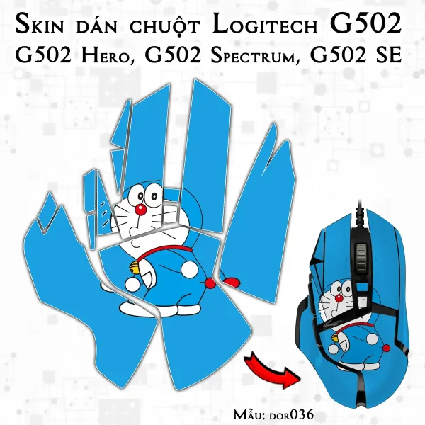 Skin dán chuột Logitech G502 mẫu dor036