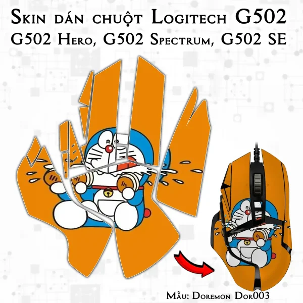 Skin dán chuột Logitech G502 mẫu Doremon Dor003