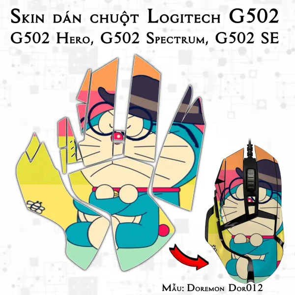 Skin dán chuột Logitech G502 mẫu Doremon Dor012
