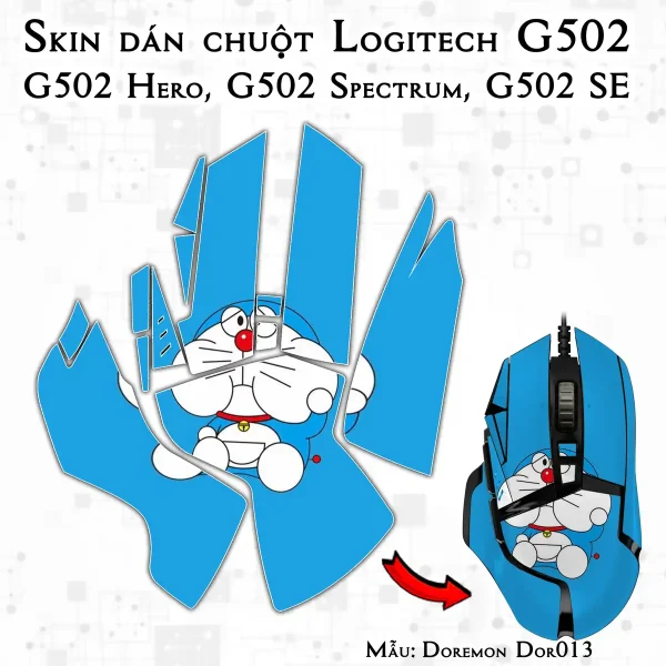 Skin dán chuột Logitech G502 mẫu Doremon Dor013