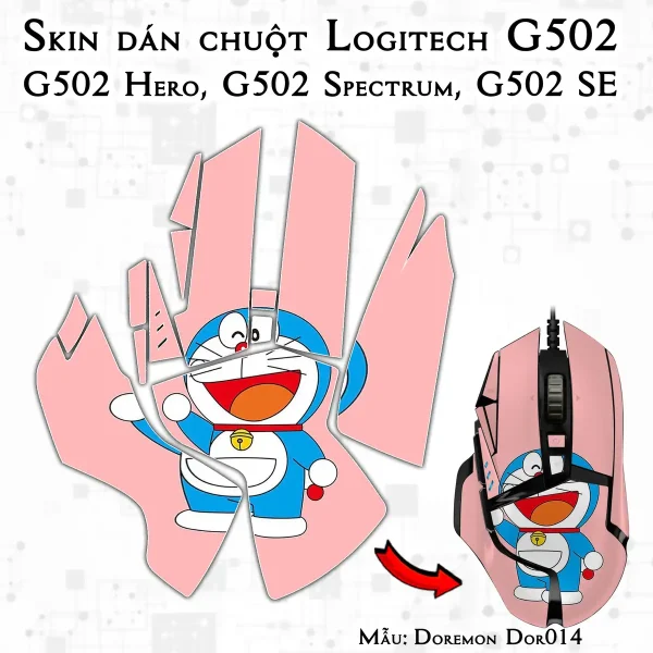 Skin dán chuột Logitech G502 mẫu Doremon Dor014