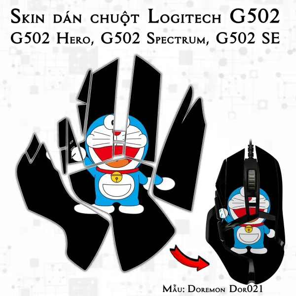Skin dán chuột Logitech G502 mẫu Doremon Dor021
