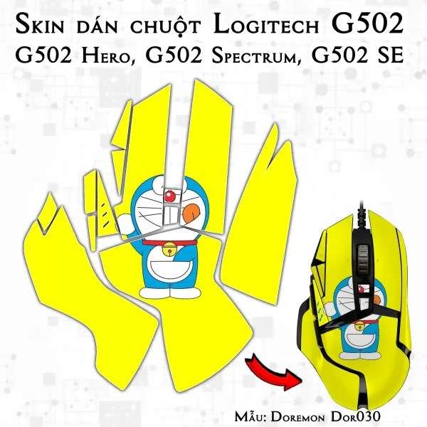 Skin dán chuột Logitech G502 mẫu Doremon Dor030