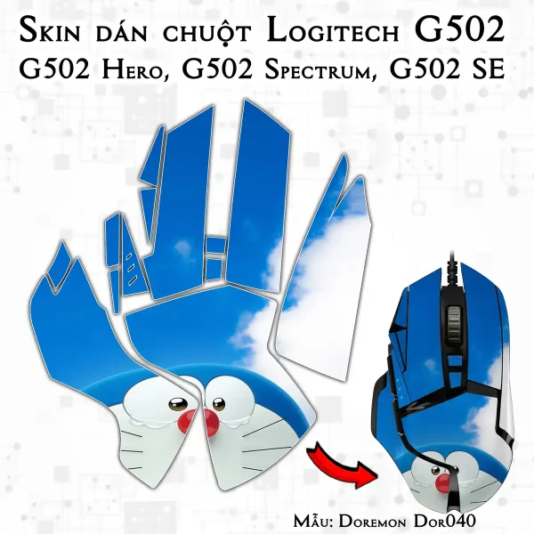 Skin dán chuột Logitech G502 mẫu Doremon Dor040