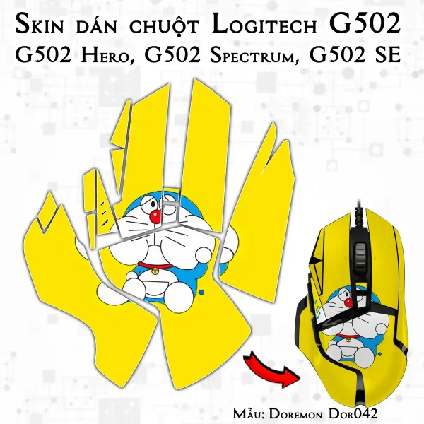 Skin dán chuột Logitech G502 mẫu Doremon Dor042