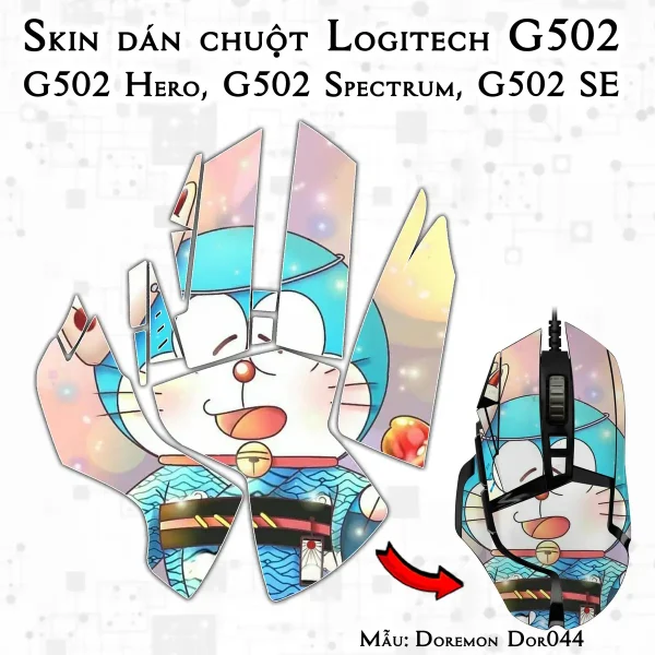 Skin dán chuột Logitech G502 mẫu Doremon Dor044