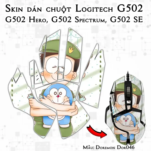 Skin dán chuột Logitech G502 mẫu Doremon Dor046