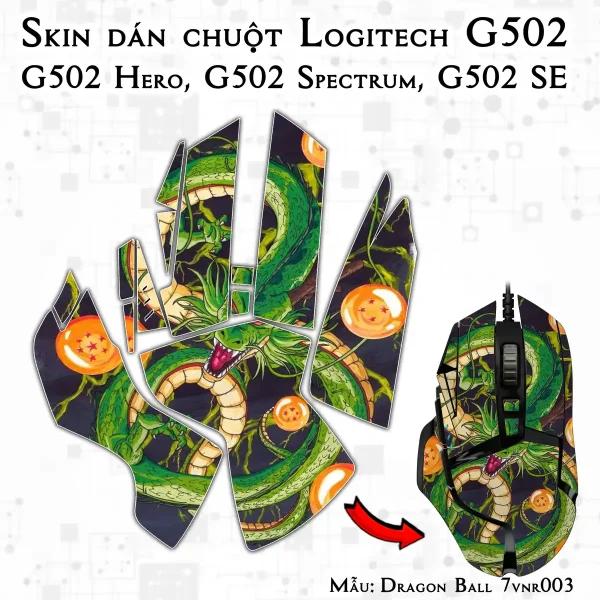 Skin dán chuột Logitech G502 mẫu Dragon Ball 7vnr003