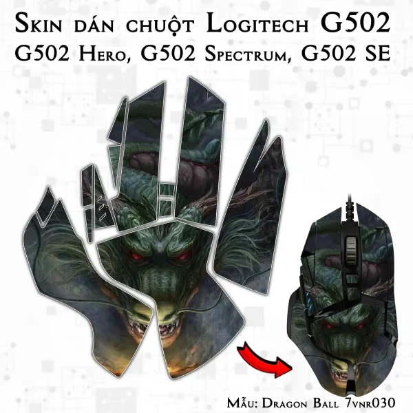 Skin dán chuột Logitech G502 mẫu Dragon Ball 7vnr030