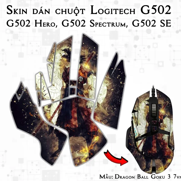 Skin dán chuột Logitech G502 mẫu Dragon Ball Goku 3 7vnr72