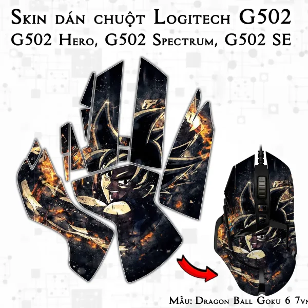Skin dán chuột Logitech G502 mẫu Dragon Ball Goku 6 7vnr75
