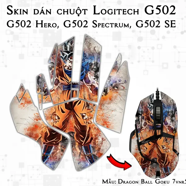 Skin dán chuột Logitech G502 mẫu Dragon Ball Goku 7vnr59