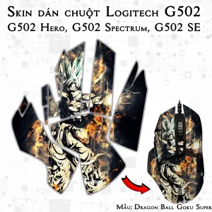 Skin dán chuột Logitech G502 mẫu Dragon Ball Goku Super Saiyan 2 7vnr54
