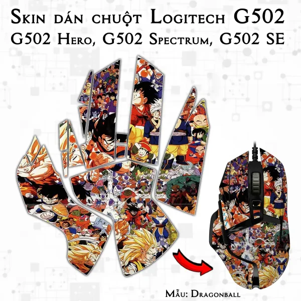 Skin dán chuột Logitech G502 mẫu Dragonball