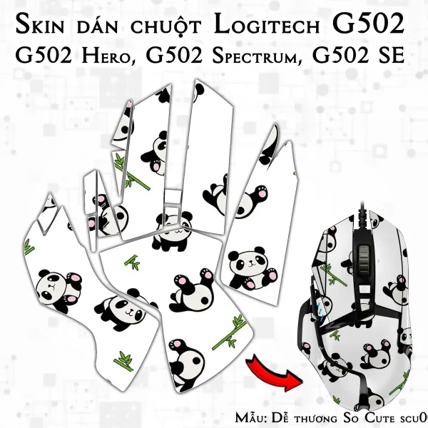 Skin dán chuột Logitech G502 mẫu Dễ thương So Cute scu003