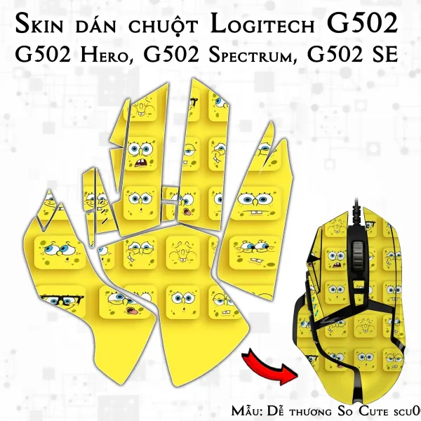 Skin dán chuột Logitech G502 mẫu Dễ thương So Cute scu007