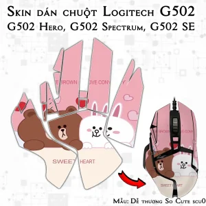Skin dán chuột Logitech G502 mẫu Dễ thương So Cute scu012