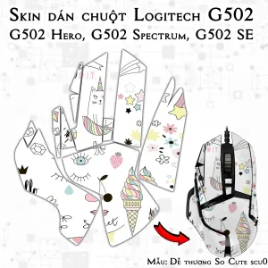 Skin dán chuột Logitech G502 mẫu Dễ thương So Cute scu017
