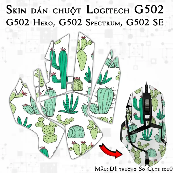 Skin dán chuột Logitech G502 mẫu Dễ thương So Cute scu024
