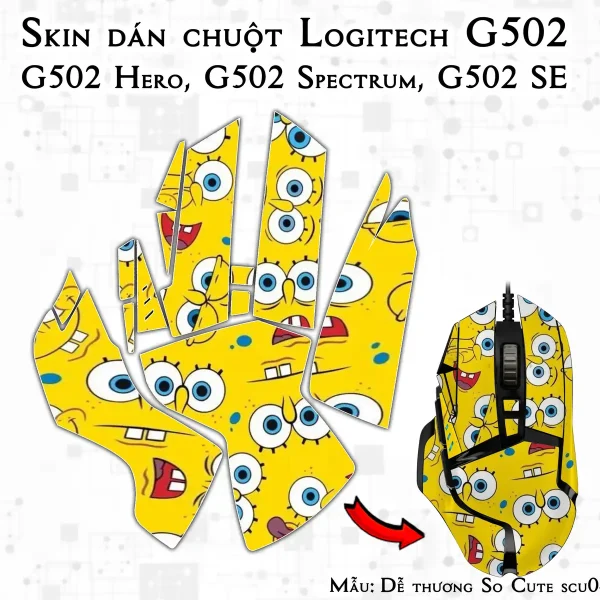 Skin dán chuột Logitech G502 mẫu Dễ thương So Cute scu040