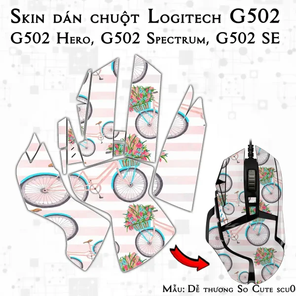 Skin dán chuột Logitech G502 mẫu Dễ thương So Cute scu042