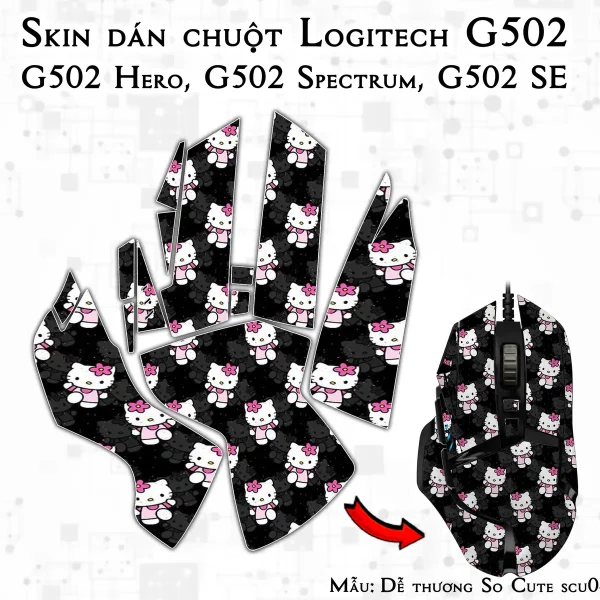 Skin dán chuột Logitech G502 mẫu Dễ thương So Cute scu044
