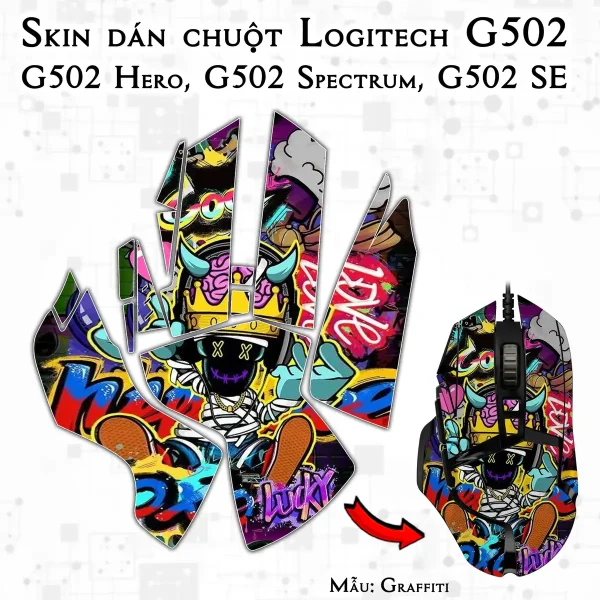 Skin dán chuột Logitech G502 mẫu Graffiti