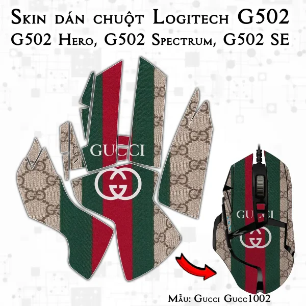 Skin dán chuột Logitech G502 mẫu Gucci Gucc1002