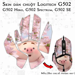 Skin dán chuột Logitech G502 mẫu Heo con dễ thương heo-205
