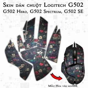 Skin dán chuột Logitech G502 mẫu Hoa văn hov006