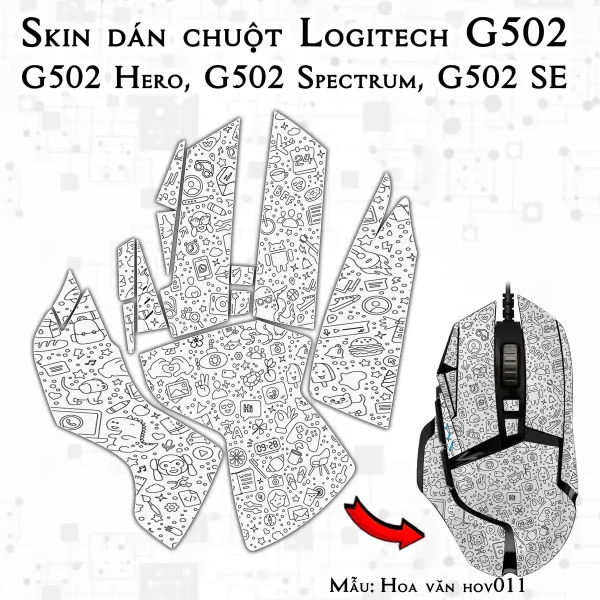 Skin dán chuột Logitech G502 mẫu Hoa văn hov011