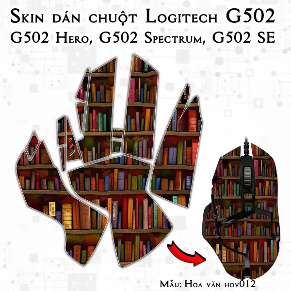 Skin dán chuột Logitech G502 mẫu Hoa văn hov012