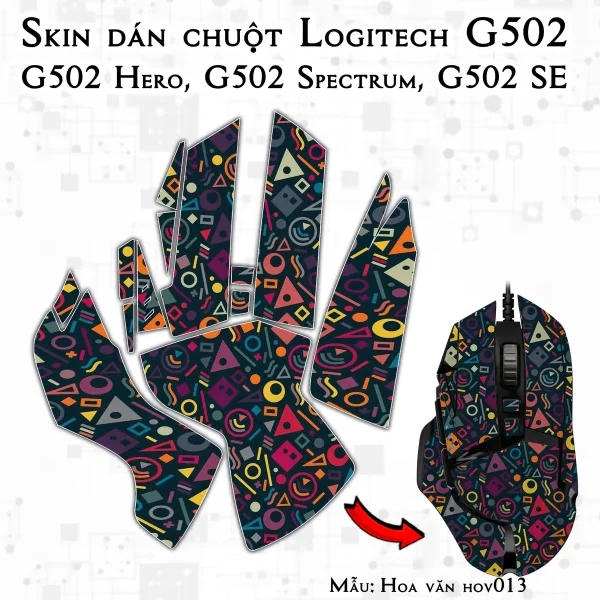 Skin dán chuột Logitech G502 mẫu Hoa văn hov013