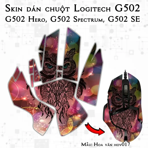 Skin dán chuột Logitech G502 mẫu Hoa văn hov017