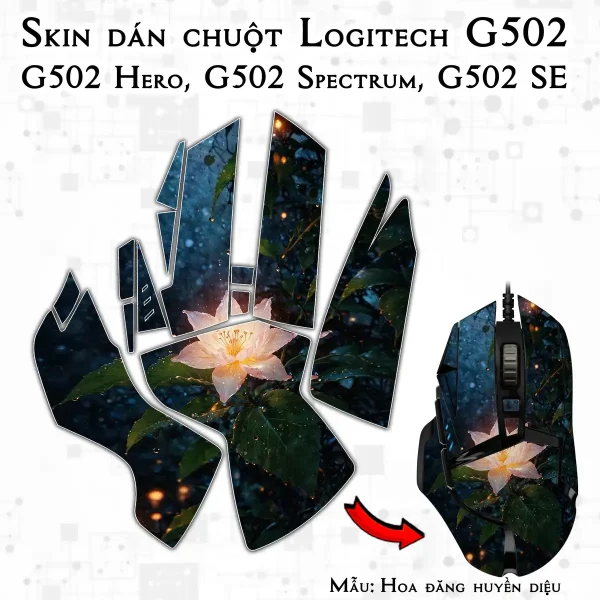 Skin dán chuột Logitech G502 mẫu Hoa đăng huyền diệu