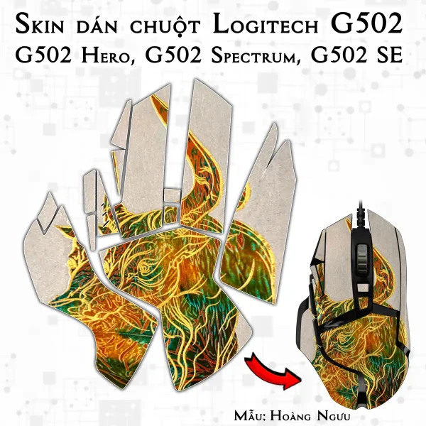 Skin dán chuột Logitech G502 mẫu Hoàng Ngưu