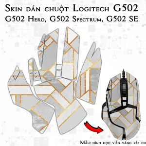 Skin dán chuột Logitech G502 mẫu hình học viền vàng xếp chéo