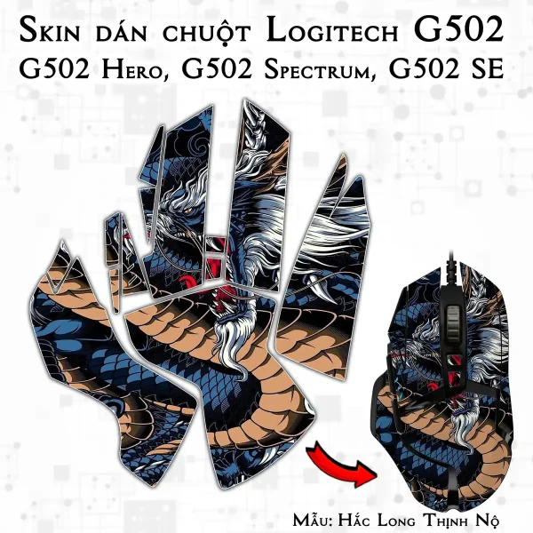 Skin dán chuột Logitech G502 mẫu Hắc Long Thịnh Nộ