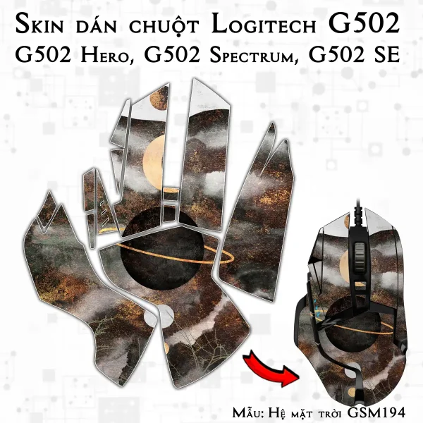 Skin dán chuột Logitech G502 mẫu Hệ mặt trời GSM194