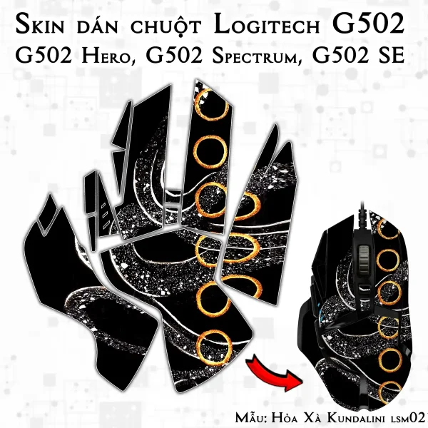 Skin dán chuột Logitech G502 mẫu Hỏa Xà Kundalini lsm021